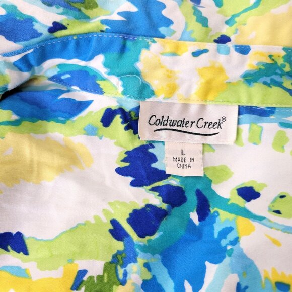 Coldwater Creek Watercolor Print Short Cotton Jacket - Picture 3 of 6
